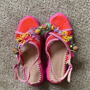 Betsey Johnson's Vibrant Pink and Red Platform Sandals